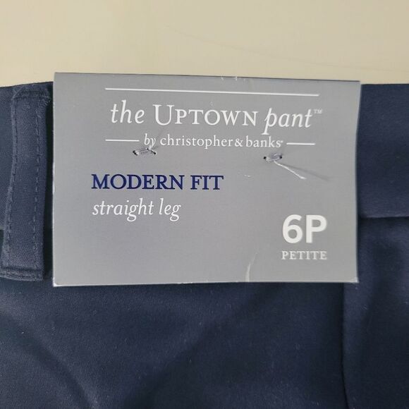 Christopher & Banks Navy Modern Fit Straight Leg Petite Trouser - Picture 11 of 14